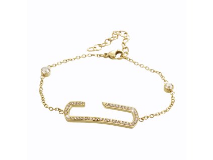 Zlatý ocelový náramek ve tvaru písmene c s krystaly Swarovski Golden Shadow