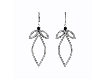 Ocelové náušnice klapky seskupení lístků s krystaly Swarovski Crystal