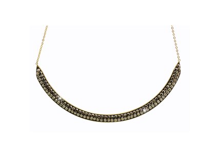 Luxusní zlatý ocelový náhrdelník velký oblouk s krystaly Swarovski Mettalic Gold