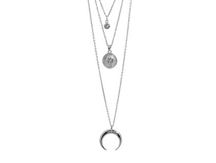 Náhrdelník z bižuterní slitiny tři řetízky s přívěsky Swarovski Crystal