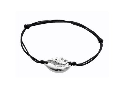 Šňůrkový náramek s přívěskem mušle z bižuterní slitiny zdobené krystaly Swarovski Crystal