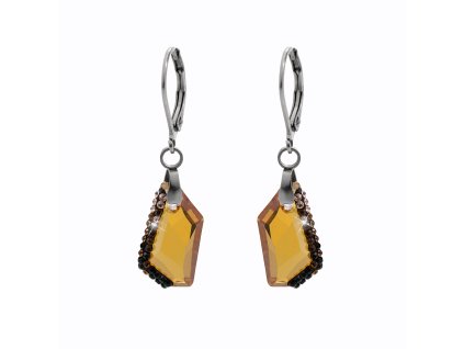 Ocelové náušnice klapky malý zdobený lichoběžník Swarovski Cooper