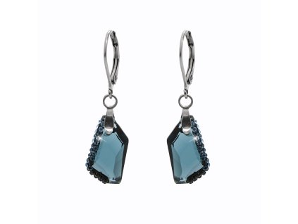 Ocelové náušnice klapky malý zdobený lichoběžník Swarovski Montana