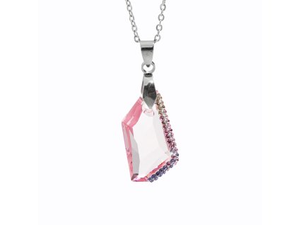 Ocelový náhrdelník střední zdobený lichoběžník Swarovski Light Rose
