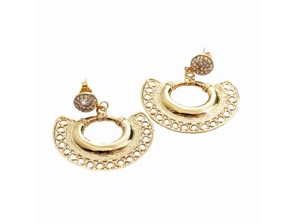 Zlaté náušnice puzety z bižuterní slitiny zdobený africký styl s krystaly Swarovski Golden Shadow