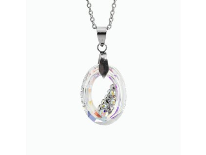 Ocelový náhrdelník šikmo osázený střední ovál Swarovski AB