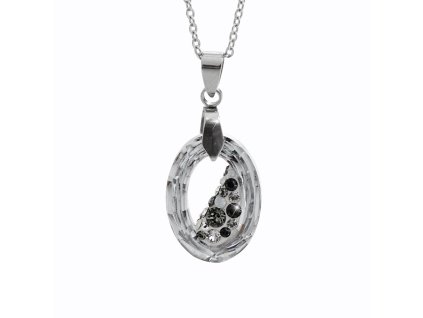 Ocelový náhrdelník šikmo osázený střední ovál Swarovski Crystal Cal