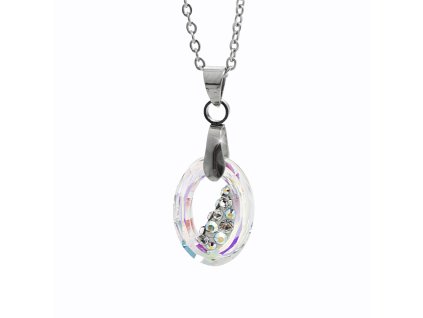 Ocelový náhrdelník šikmo osázený malý ovál Swarovski AB