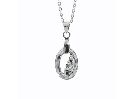 Ocelový náhrdelník šikmo osázený malý ovál Swarovski Crystal Cal