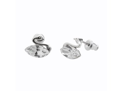 Náušnice puzety z bižuterní slitiny labuť s navetou Swarovski Crystal