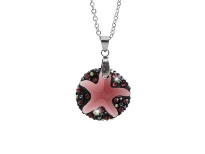 Ocelový náhrdelník s kamenem ve tvaru hvězdice doplněný krystaly Swarovski Red Magma