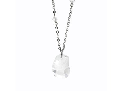 Ocelový náhrdelník s nepravidelným kamenem Swarovski Crystal