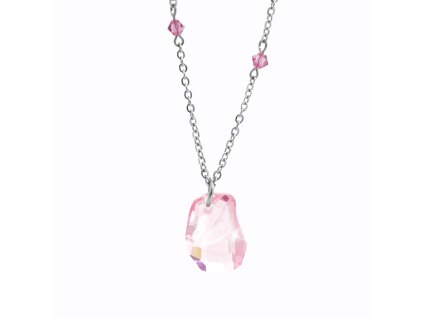 Ocelový náhrdelník s nepravidelným kamenem Swarovski Light Rose