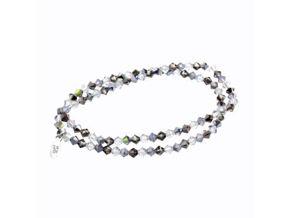 Navlékaný náramek na dvě omotání z korálků Swarovski Black Diamond