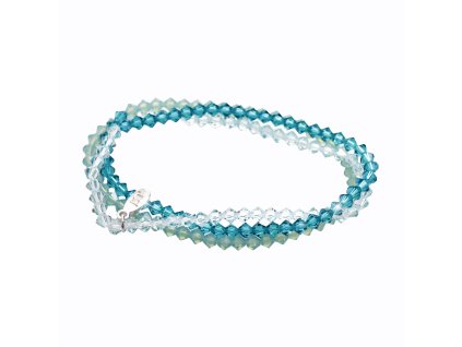 Navlékaný náramek na tři omotání z korálků Swarovski Aqua