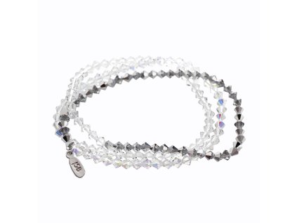 Navlékaný náramek na tři omotání z korálků Swarovski Crystal