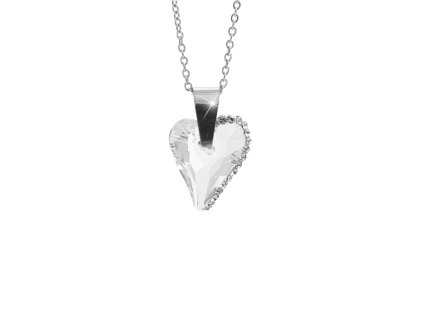 Ocelový náhrdelník s kamenem ve tvaru srdce půlka zdobená krystaly Swarovski Crystal
