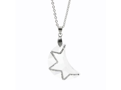 Ocelový náhrdelník střední měsíček Swarovski Crystal
