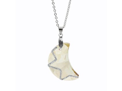 Ocelový náhrdelník střední měsíček Swarovski Golden Shadow