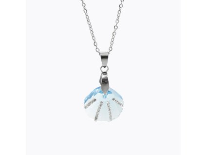Ocelový náhrdelník malá mušle Swarovski Aquamarine