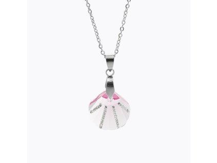 Ocelový náhrdelník malá mušle Swarovski Light Rose
