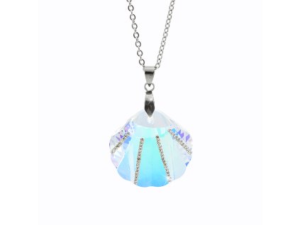 Ocelový náhrdelník střední mušle Swarovski AB