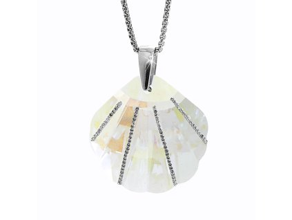 Ocelový náhrdelník velká mušle Swarovski AB