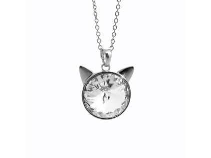 Náhrdelník z bižuterní slitiny velká kočičí hlava s rivoli Swarovski Crystal