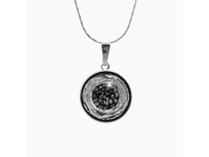 Ocelový náhrdelník kruh s vyplněným středem krystaly Swarovski Crystal