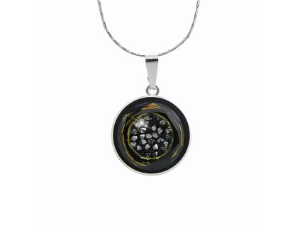 Ocelový náhrdelník kruh s vyplněným středem krystaly Swarovski Tabac