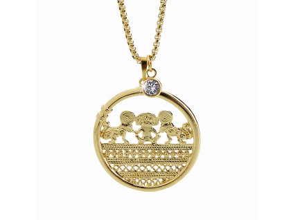 Zlatý náhrdelník z bižuterní slitiny aztécký s krystalem Swarovski Crystal