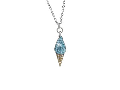 Ocelový náhrdelník zmrzlina s krystaly Swarovski Aqua
