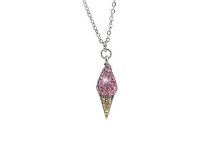 Ocelový náhrdelník zmrzlina s krystaly Swarovski Rose