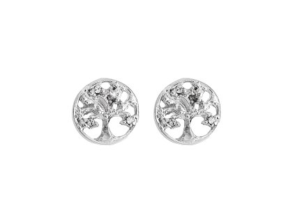 Náušnice puzety z bižuterní slitiny strom života osázený krystaly Swarovski Crysrtal