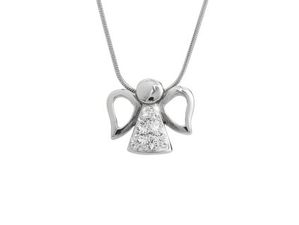 Ocelový náhrdelník anděl s tělem osázeným krystaly Swarovski Crystal
