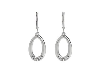 Ocelové náušnice klapky obrysový ovál jehož spodek zdobí krystaly Swarovski Crystal