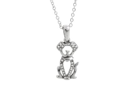 Ocelový náhrdelník obrysový pejsek s krystaly Swarovski Crystal