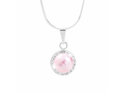 Stribrny nahrdelnik Swarovski perla s obtahem Rose (Stribro 925/1000)