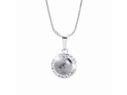 Stribrny nahrdelnik Swarovski perla s obtahem Grey (Stribro 925/1000)