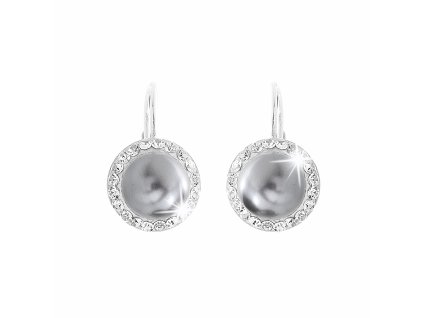 Stribrne nausnice klapky Swarovski perla s obtahem White (Stribro 925/1000)