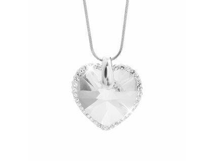 Stribrny nahrdelnik krystal Swarovski tvaru srdce s obtahem Crystal (Stribro 925/1000)