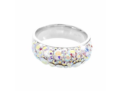 Stribrny prsten sina s krystaly Swarovski do bombe AB (Stribro 925/1000)