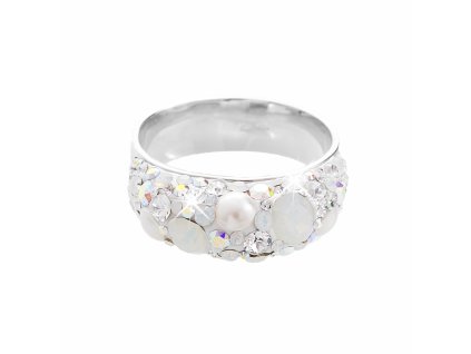 Stribrny prsten sina s krystaly Swarovski do bombe AB Mix (Stribro 925/1000)