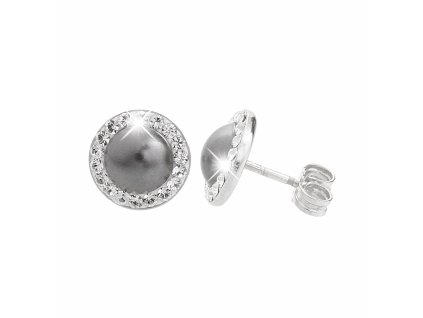 Stribrne nausnice puzety perlova mugle Swarovski s obtahem White  (Stribro 925/1000)