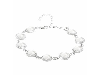 Stribrny naramek perlova mugle Swarovski s obtahem White (Stribro 925/1000)