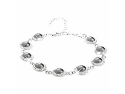 Stribrny naramek perlova mugle Swarovski s obtahem Grey  (Stribro 925/1000)