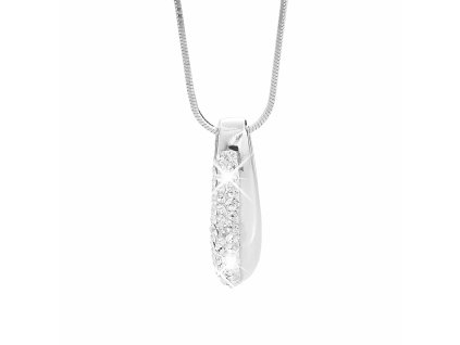Stribrny nahrdelnik uzka kapka pulka osazena krystaly Swarovski Crystal (Stribro 925/1000)