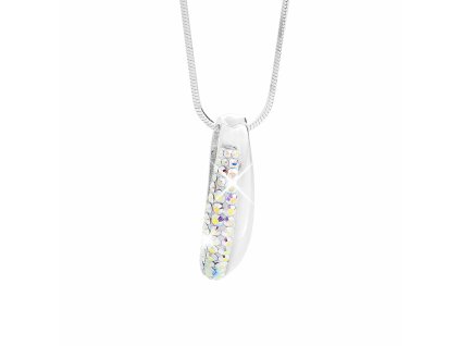 Stribrny nahrdelnik uzka kapka pulka osazena krystaly Swarovski AB (Stribro 925/1000)