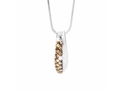 Stribrny nahrdelnik uzka kapka pulka osazena krystaly Swarovski Brown (Stribro 925/1000)