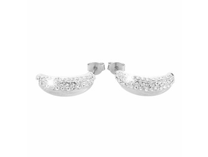 Stribrne nausnice puzety uzka kapka pulka osazena krystaly Swarovski Crystal (Stribro 925/1000)